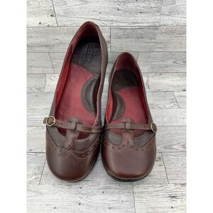 Born Brown Leather Mary Jane Flats Wingtip Brogue T-Strap Women Size US 8 EU 39